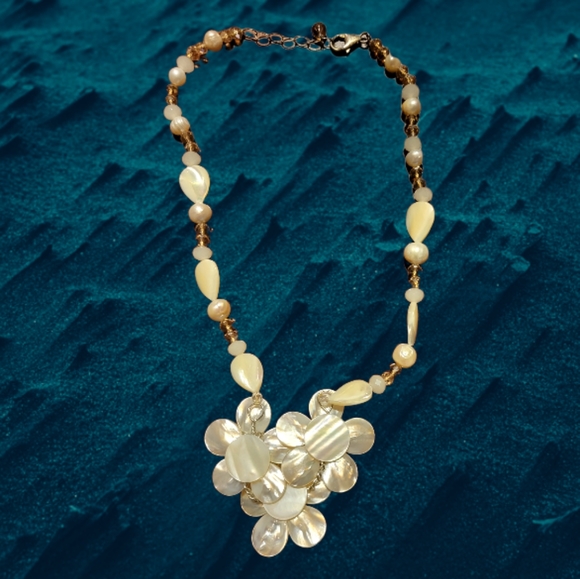 Mother Of Pearl Citrine Crystal Milky Quartz Sterling Silver Necklace Earrings - Picture 6 of 7